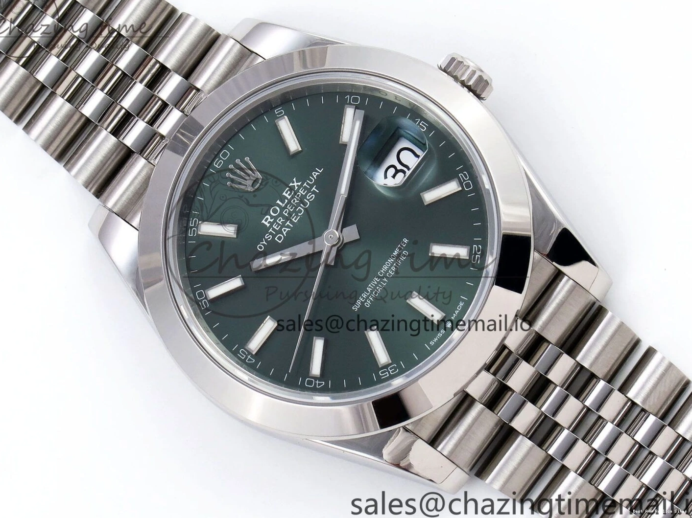Best AAA Replica Sites 904L on VSF Dial DateJust FreshLook 1282 Edition 41 VS 126330 Green SS Jubilee Bracelet 1:1 Best 0115
